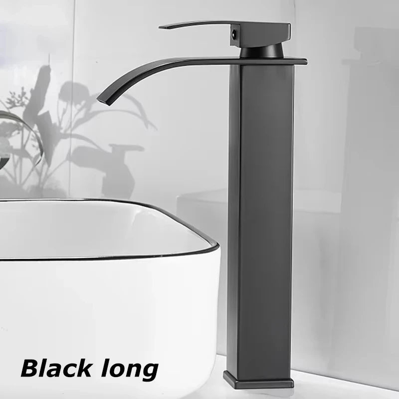 Copper core waterfall stainless steel basin faucet, hot and cold dual control faucet