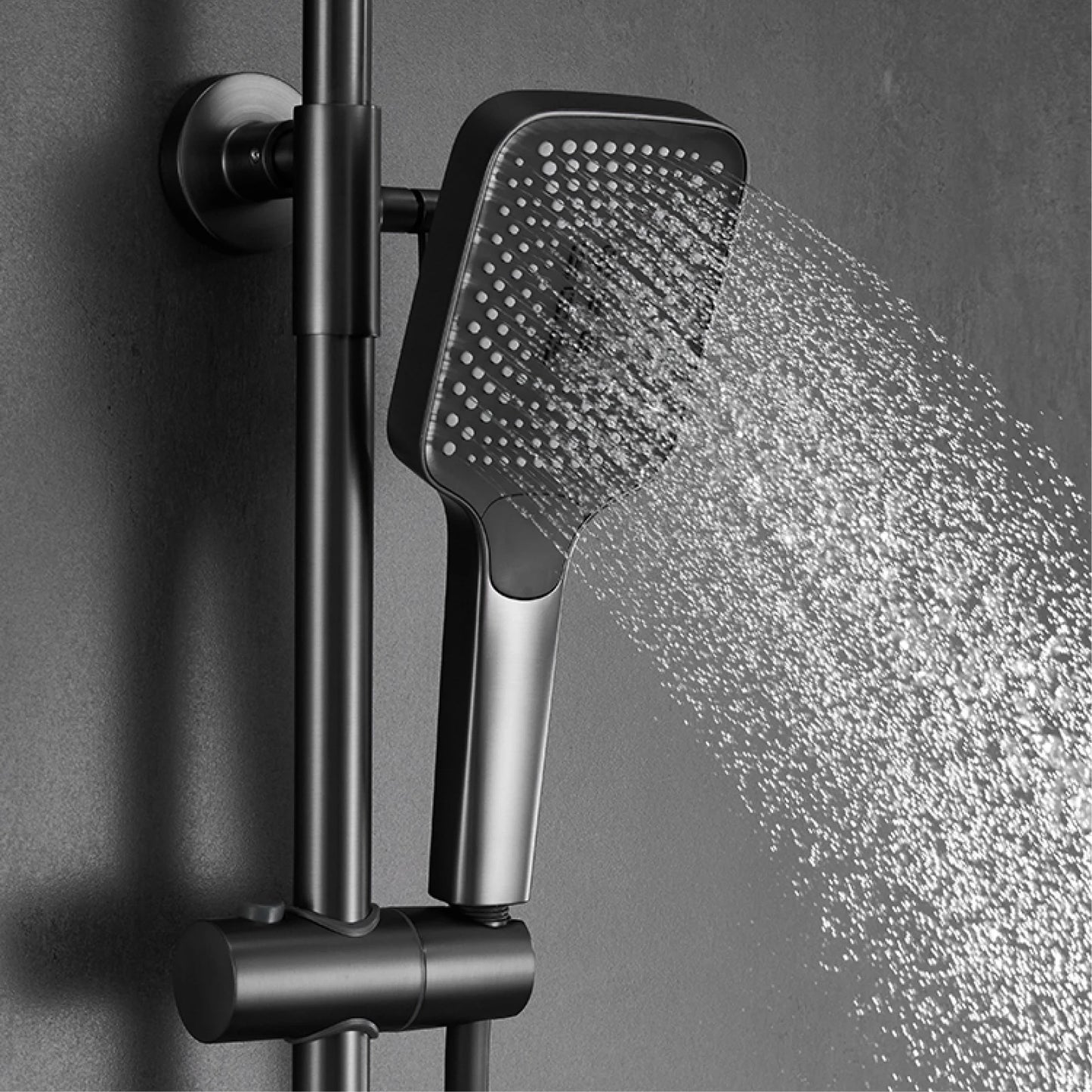 Luxury gun gray brass bathroom shower system digital display cold & hot dual control