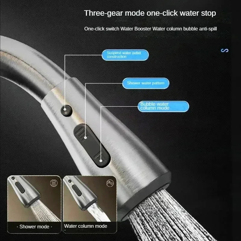 Kitchen Faucets stainless steel Pull Out Kitchen Sink Water Tap Mixer Stream Sprayer Head
