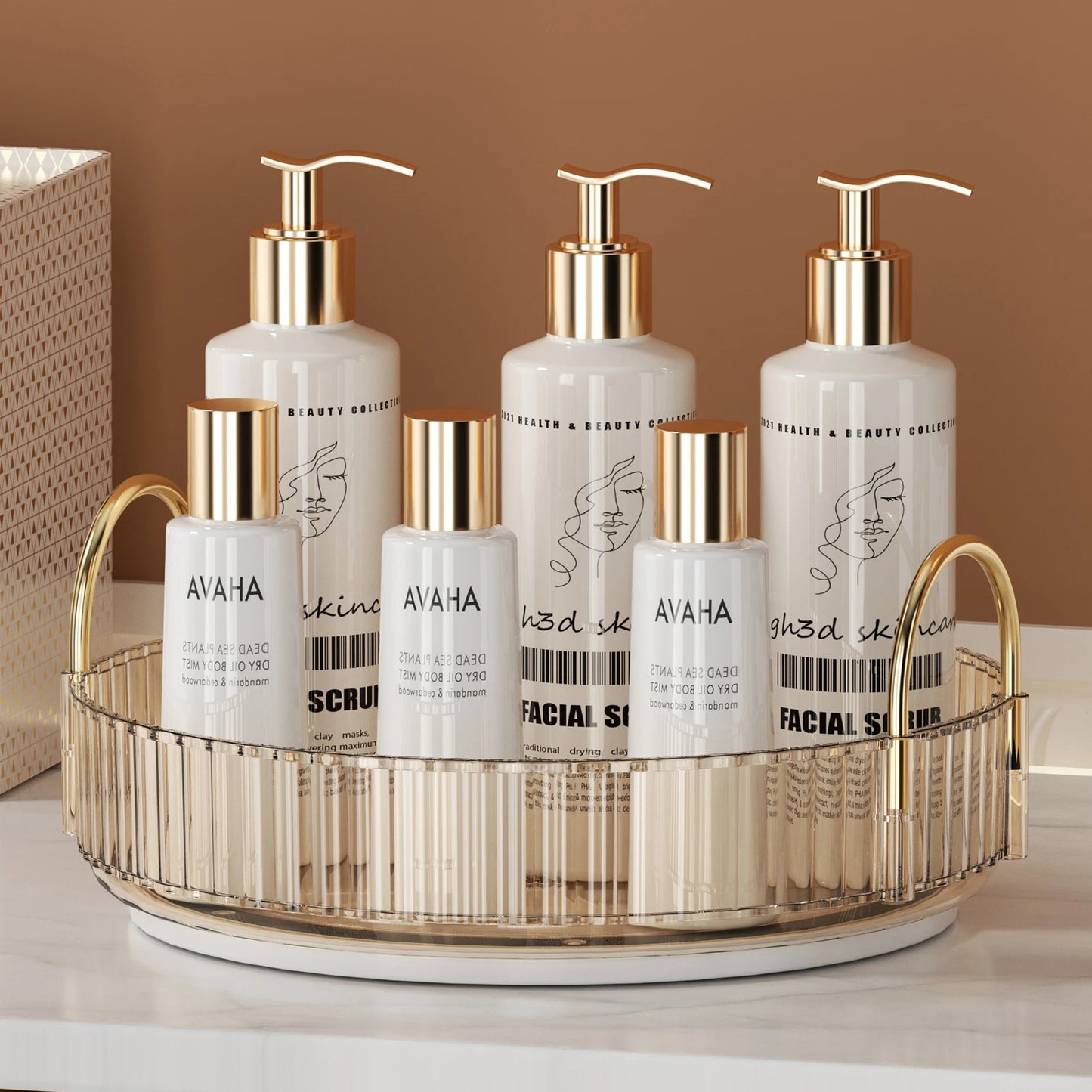 Rotating Makeup Organizer for Vanity 3 Tier Skincare Organizers