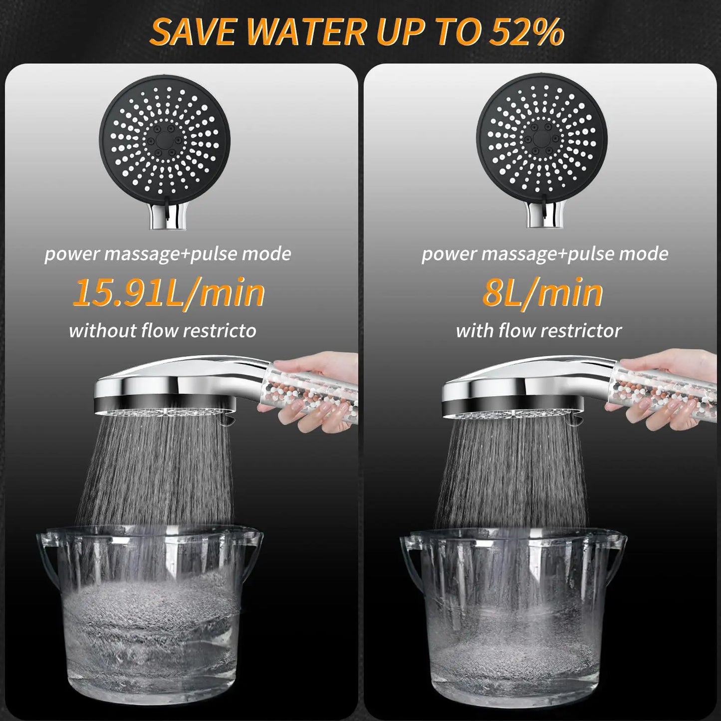 Bathroom Handheld 5-speed Adjustment Filter Booster Shower Head