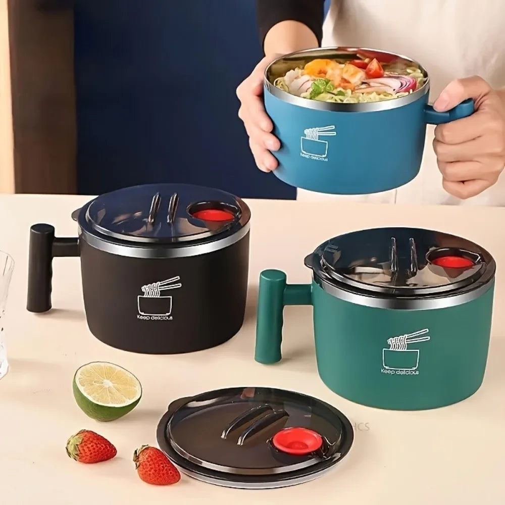 Ramen Bowl, Lunch Container,1000ml Large Thai Soup Bowls, Tableware with Phone Stand