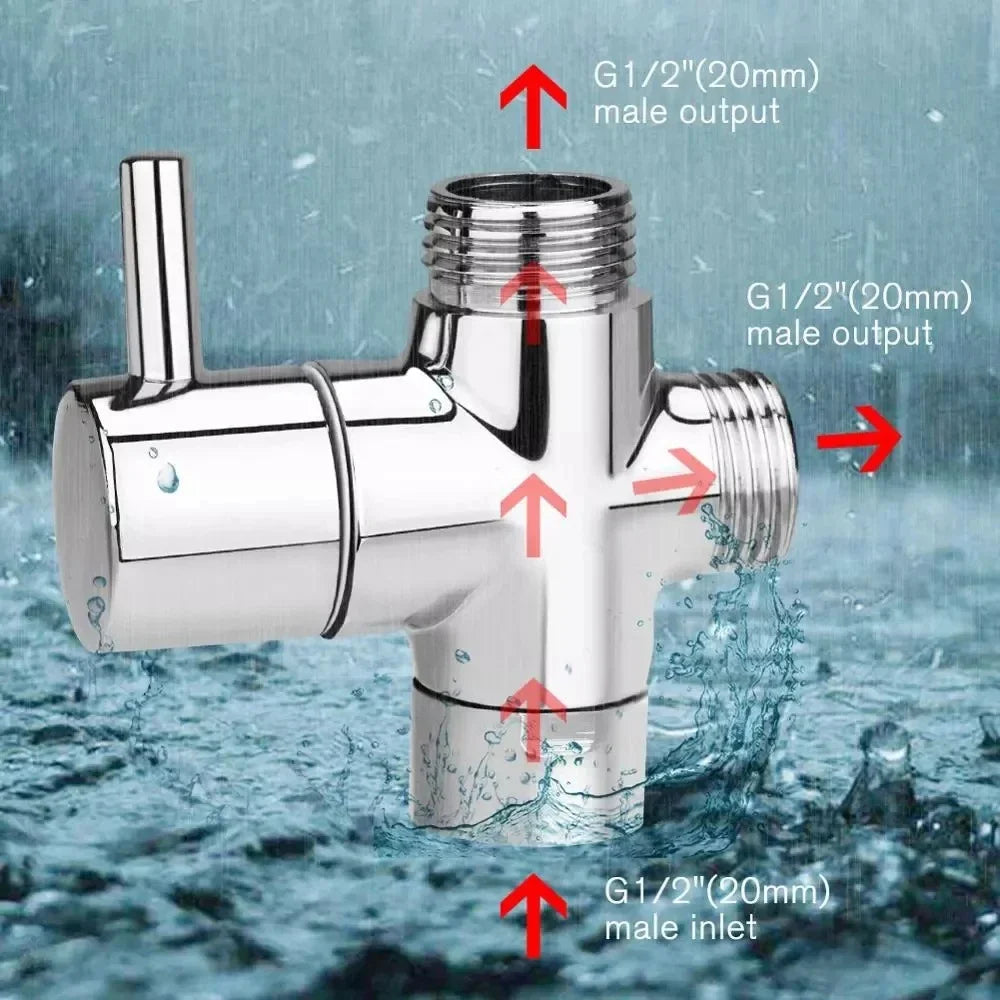 3 Way Shower Head Diverter Valve G1/2 Three Function Switch Adapter Connector