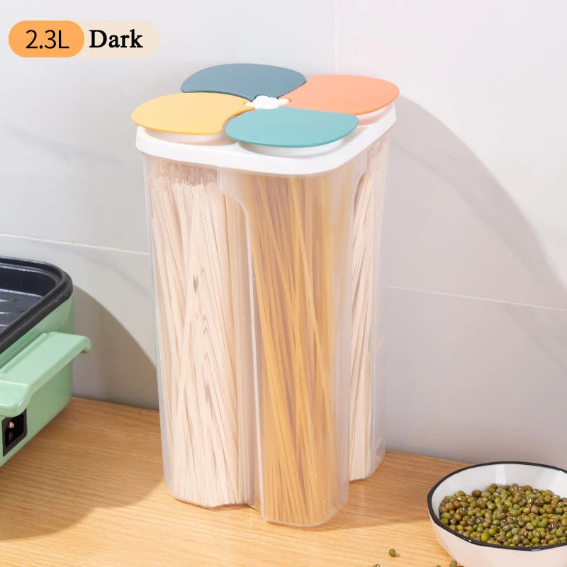 Kitchen Cereals Storage Box Plastic 4 grids ,Food Container Moisture-proof
