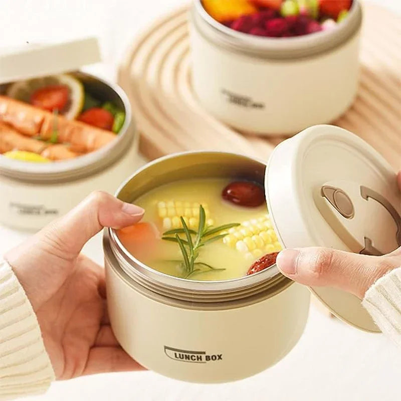 Portable Insulated Food Lunch Container Set with Thermal Lunch Box 3 Separate Stackable Lunch Container