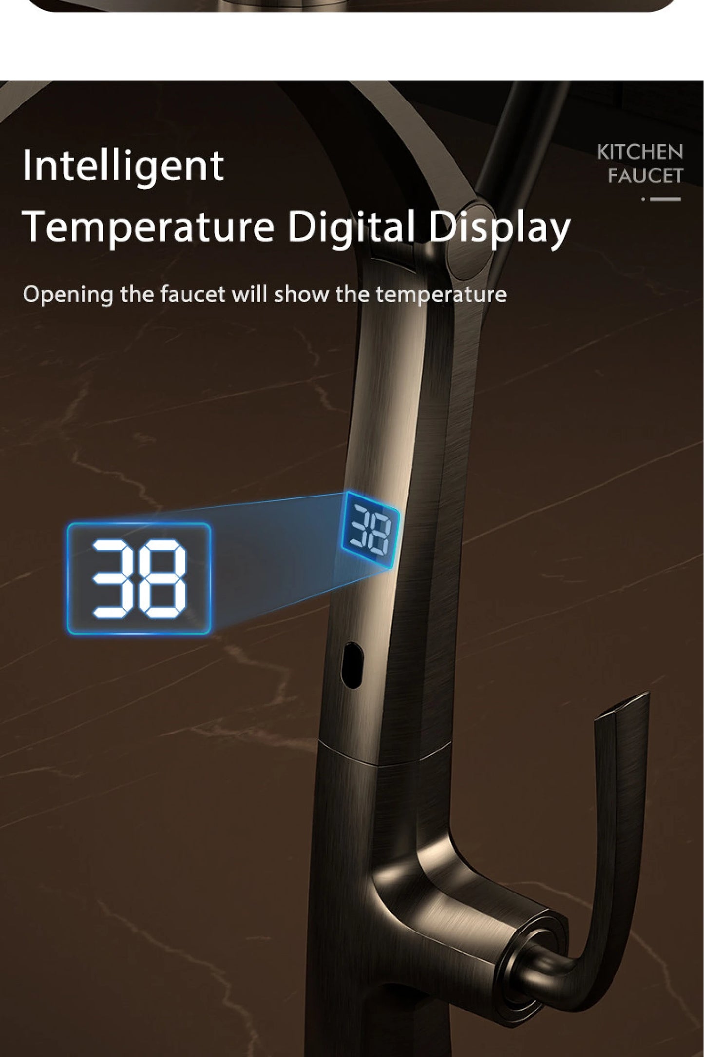 Luxury brass gun gray kitchen faucet Digital display Intelligent induction magnetic suction Pull-Out design Cold & hot sink Tap