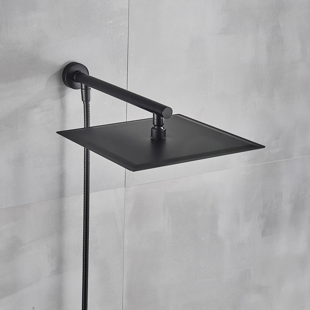 Gold/Black/Chrome Bathroom Top Shower Head 8"/10/12" With Shower Arm