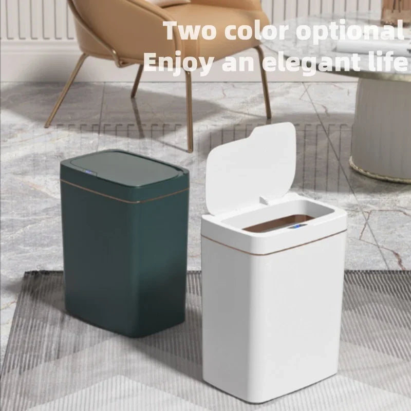 15-Liter Smart Trash Can Automatic Touchless, Waterproof Sensor Trash Bin for Bathroom Kitchen Bedroom, Odorless Modern Basket