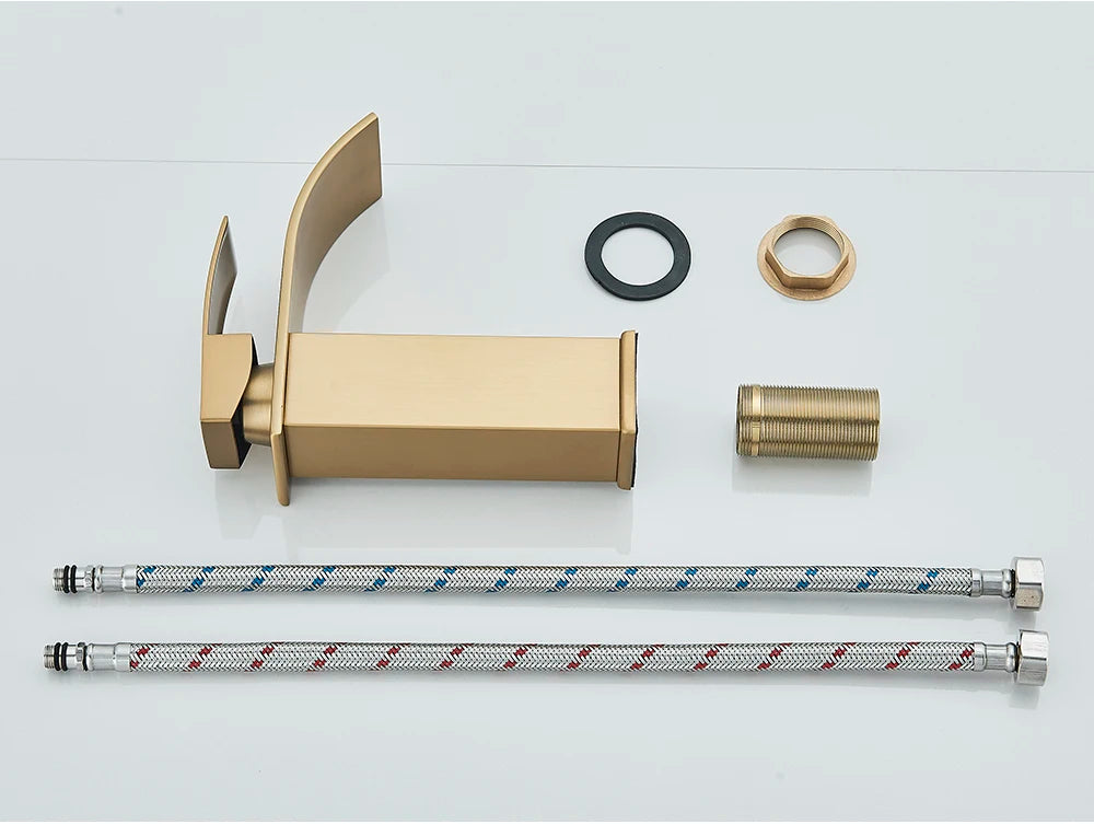 Brushed Golden Basin Faucets  Single Lever Hole Deck Mount