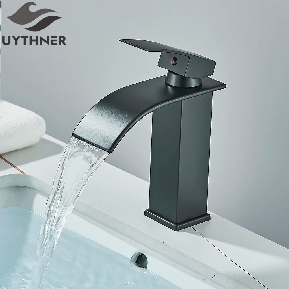 Brushed Golden Basin Faucets Single Lever Hole Deck Mount