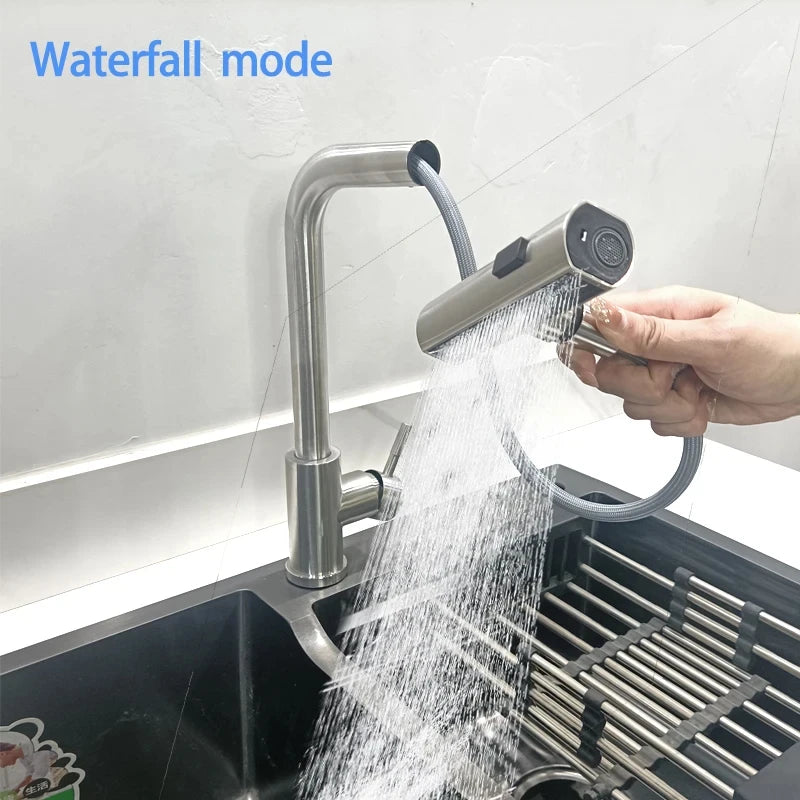 Pull Out Kitchen Faucet, Flexible Hot and Cold Water Kitchen Sink Mixer , Deck Mounted with Stream Shower Mode