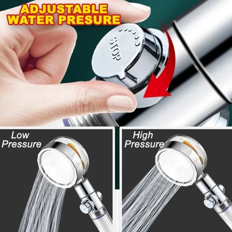 New High Pressure Shower Head Twin Turbocharged Shower Head Handheld Turbo Fan