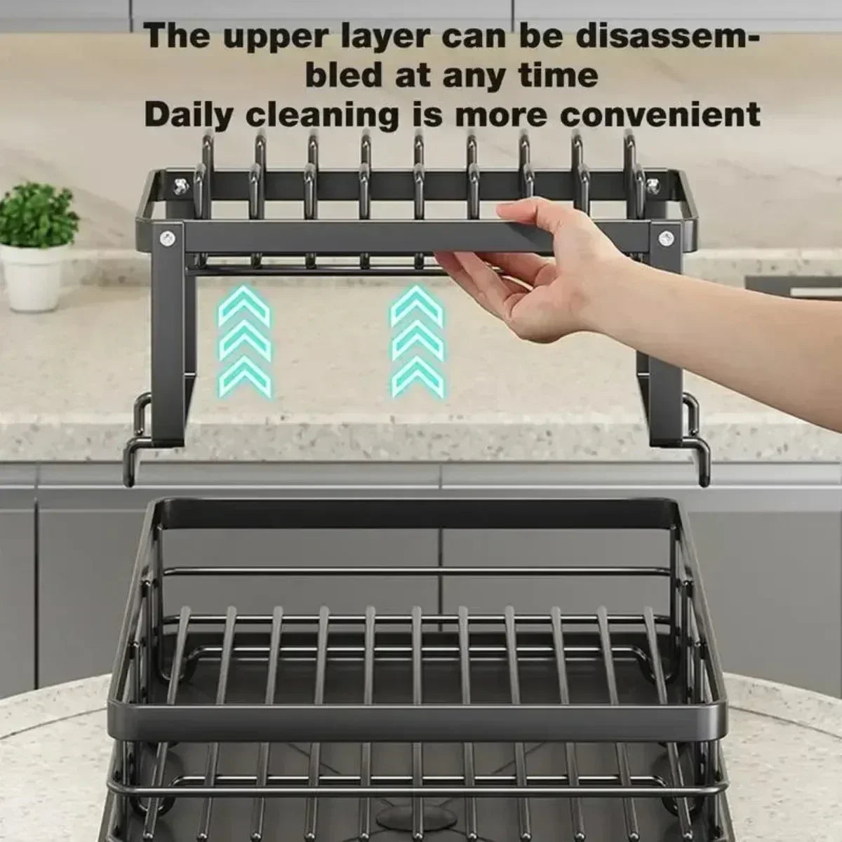 Bowl Rack - 2 Tier Dish Drainer Storage Adjustable Space Saving Kitchen Utensil Organizer for Plates Cups Cutlery
