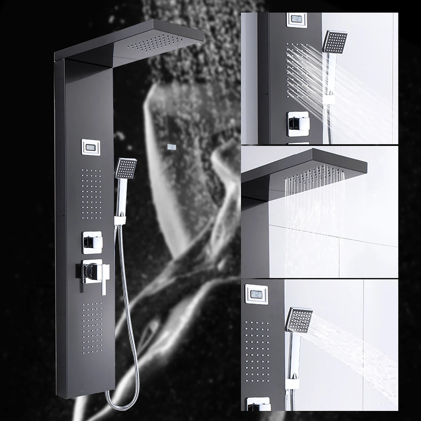 Bathroom Shower Panel Rain Waterfall Spray with Handshower Kit