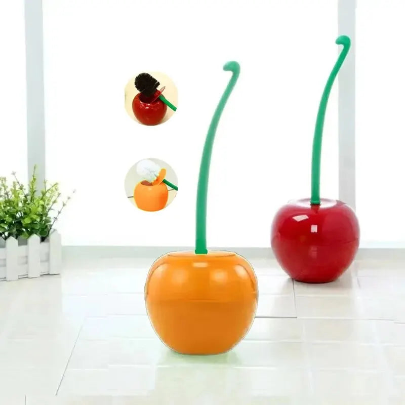 Red Toilet Brush Creative Lovely Cherry Shape Lavatory Toilet Brush Holder Set