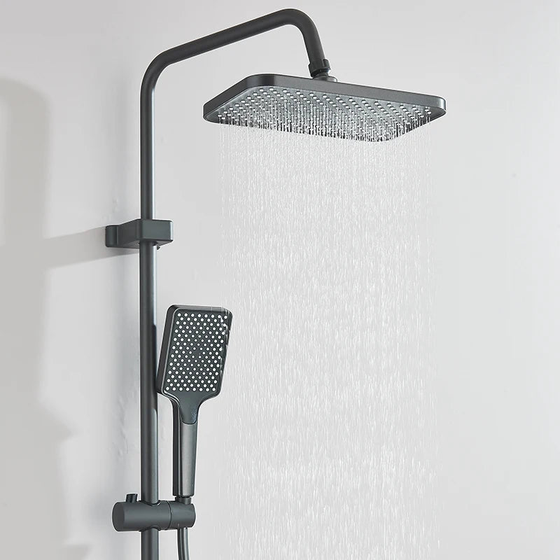 Rozin Black Smart Digital Display Shower Faucet Set Piano Style Rain fall Grey Digital Mixer