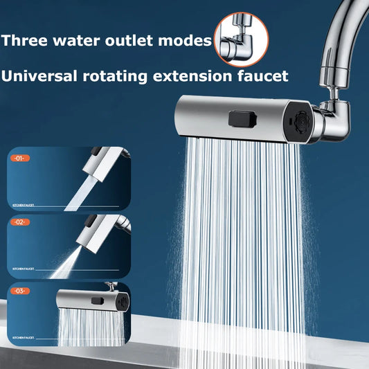 Kitchen Waterfall Three-mode Universal Swivel Extension Faucet