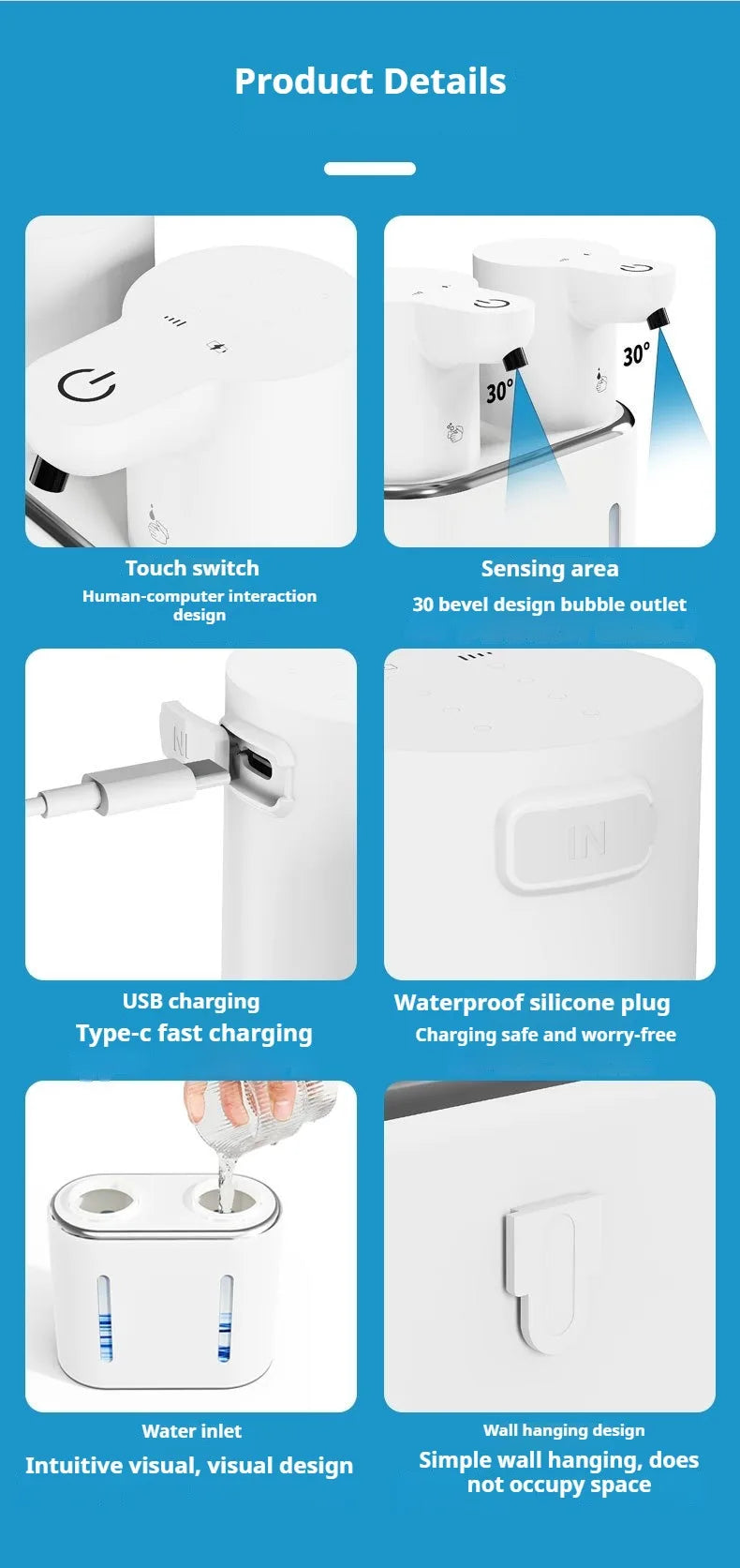 New large capacity automatic induction soap dispenser foam machine double head soap dispenser wall mounted hand sanitizer
