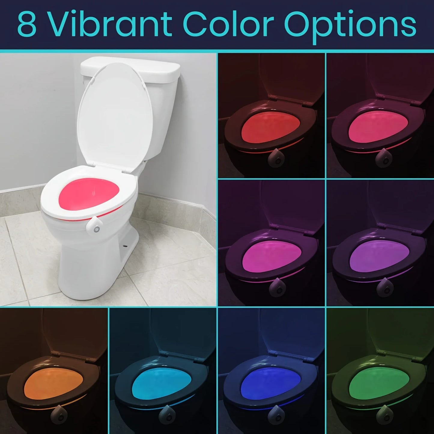 Toilet Motion Sensor Light, 8 Colors Changing Sensor LED Washroom Night Light