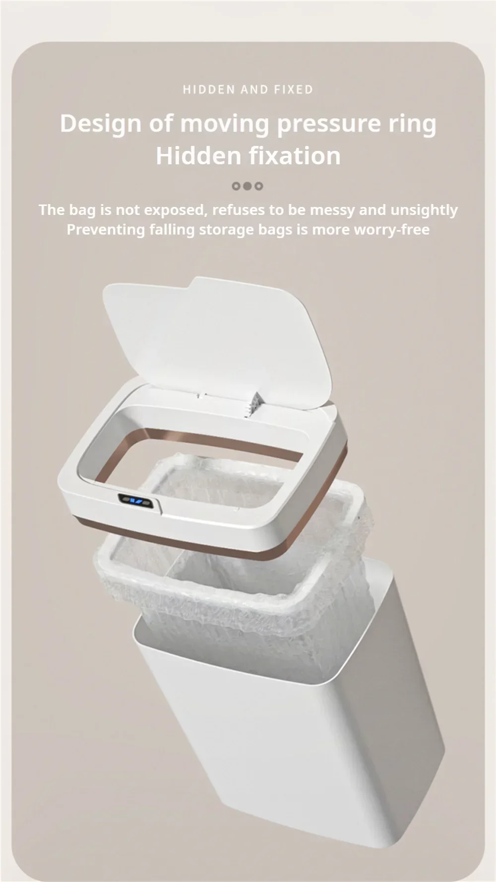 15L Smart Trash Can Automatic Touchless Smart Sensor Sensing Trash Can Waterproof Bathroom Kitchen Bedroom Trash Can.