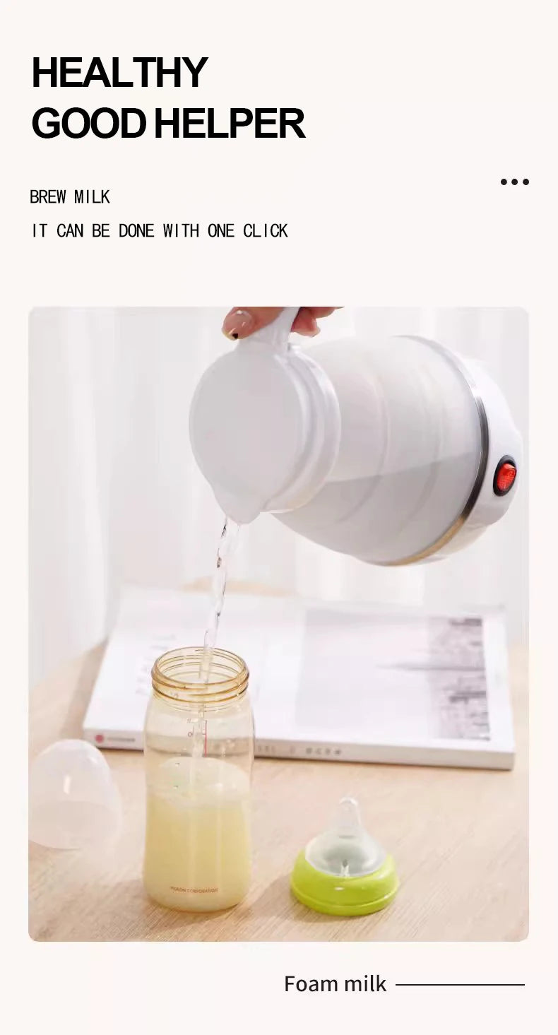 0.6L Mini Folding Kettle Portable Water Heater 600W Silicone Compression Electric Kettle