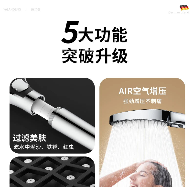 15CM Big Panel High Pressure Shower Head With Filter 3 Modes