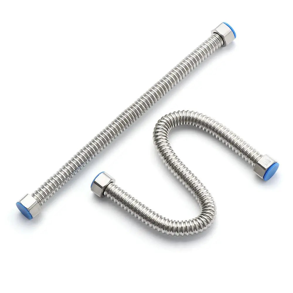 G1/2" Stainless Steel Corrugated Supply Hose Water Heater Connector Plumbing Pipe Hose Tube Thickened Extendable Hose Tube