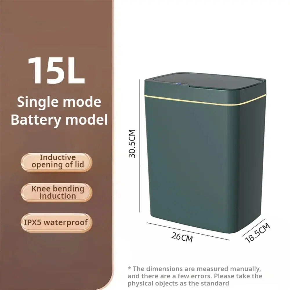 15L Smart Trash Can Automatic Touchless Smart Sensor Sensing Trash Can Waterproof Bathroom Kitchen Bedroom Trash Can.