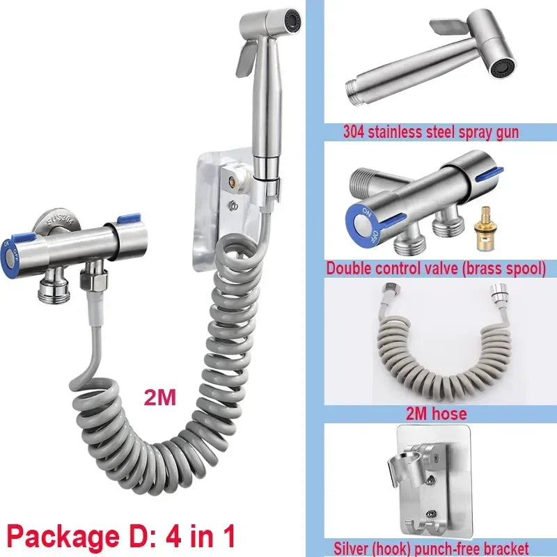 304 Stainless Steel Spray Gun Shower Handheld Bidet Sprayer Set