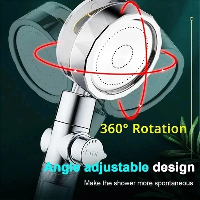 New High Pressure Shower Head Twin Turbocharged Shower Head Handheld Turbo Fan