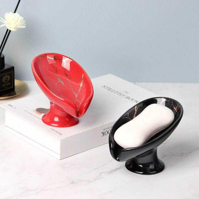 ceramic Leay shower soap holder, drain hole tray