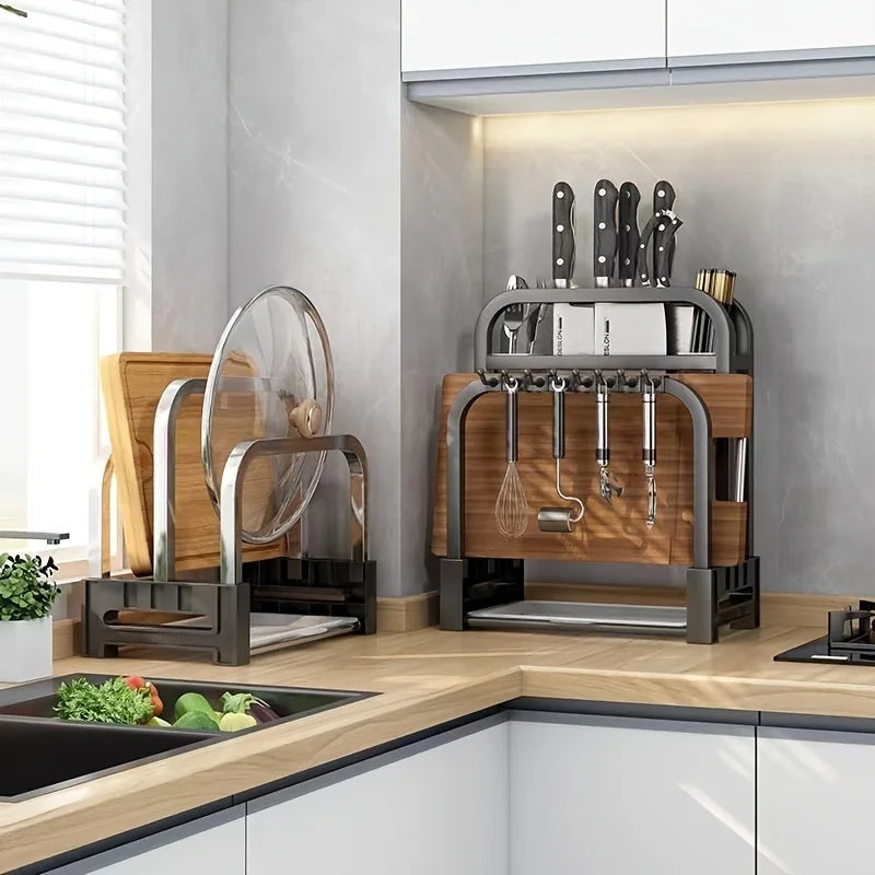 Stainless Steel Knife Holder Kitchen Rack Home Countertop Cutting Board Rack