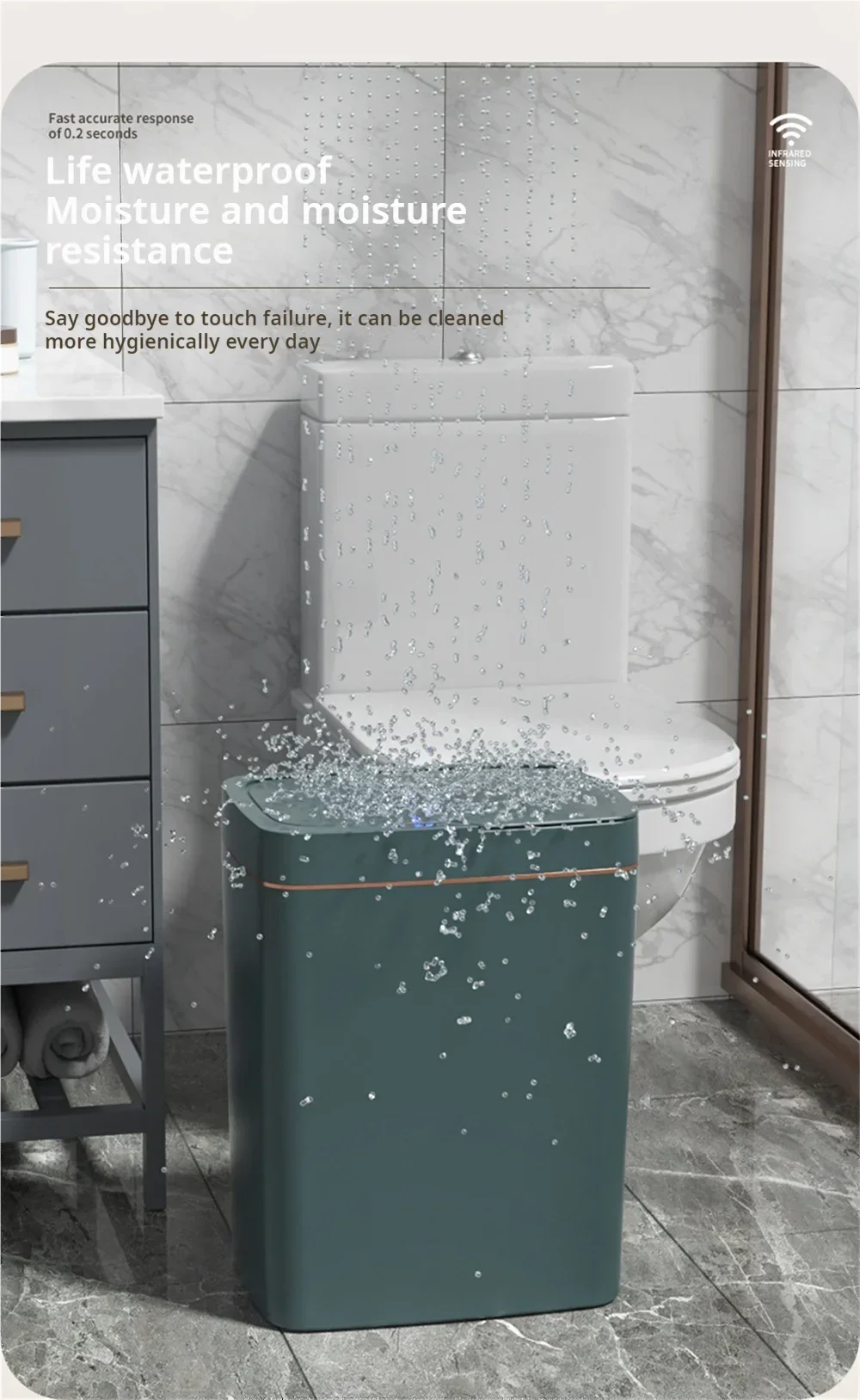 15L Smart Trash Can Automatic Touchless Smart Sensor Sensing Trash Can Waterproof Bathroom Kitchen Bedroom Trash Can.