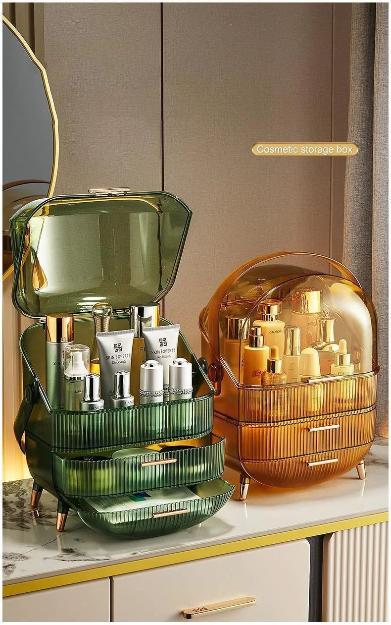 Cosmetics Storage Box Large Makeup Organizer Drawers Dustproof Display Cases for Vanity Makeup Brushes Holder with Lid