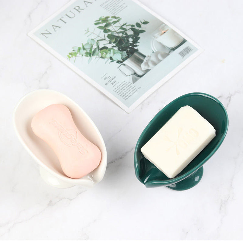 ceramic Leay shower soap holder, drain hole tray