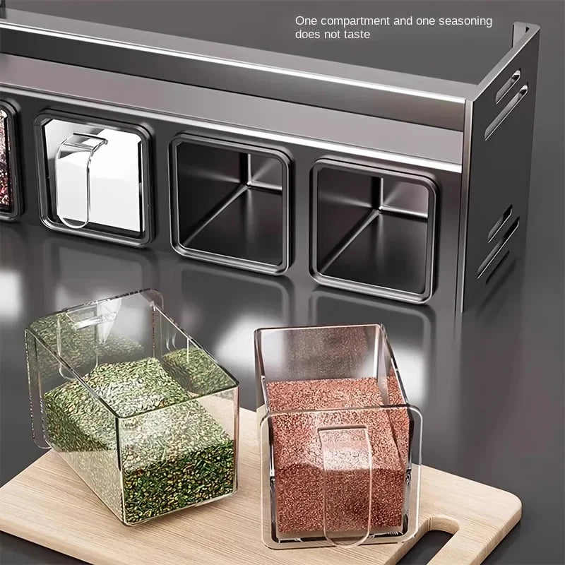 Stainless Steel Kitchen Spice Rack Wall-Mounted Multi-Functional Spice Rack Box
