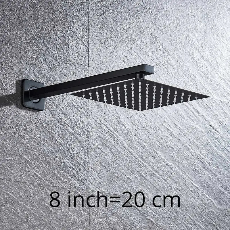 Rainfall Shower Head 8"/10"/12" Square Bathroom Ultrathin . Wall Mounted