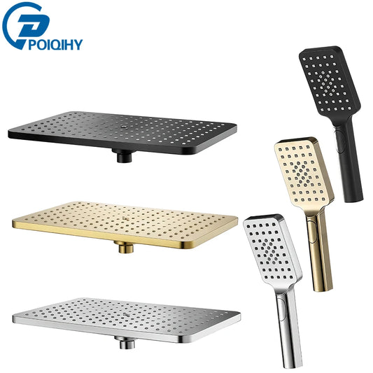 Black Golden Shower Head Rainfall , Rainfall Showerhead