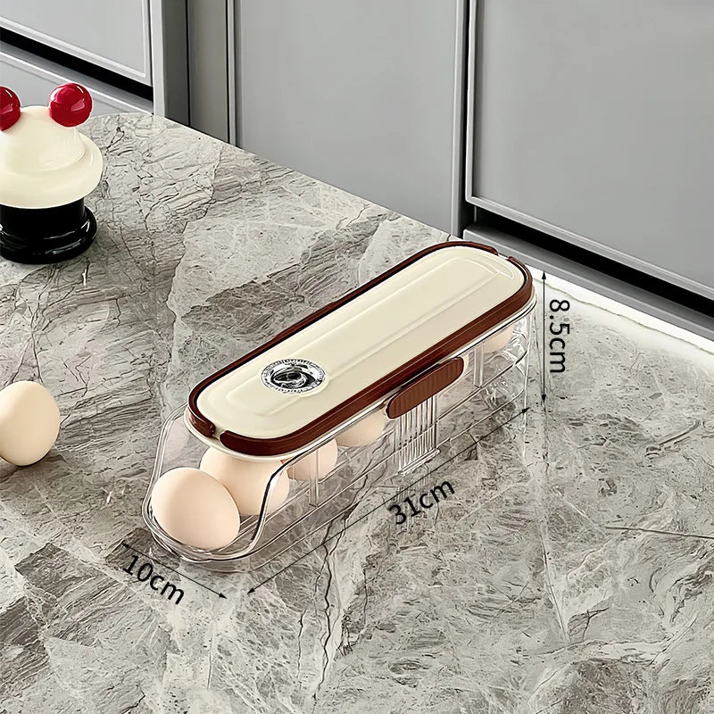 Household Multi-layer Automatic Rolling Egg Storage Box Kitchen Egg Rack Tray Refrigerator Timing Special Egg Carton