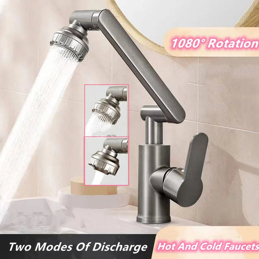 Bathroom Sink Faucet Basin Faucet 1080° Swivel Multifunction Cold and Hot Water Tap