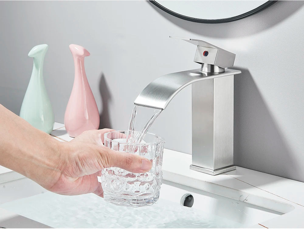 Brushed Golden Basin Faucets  Single Lever Hole Deck Mount