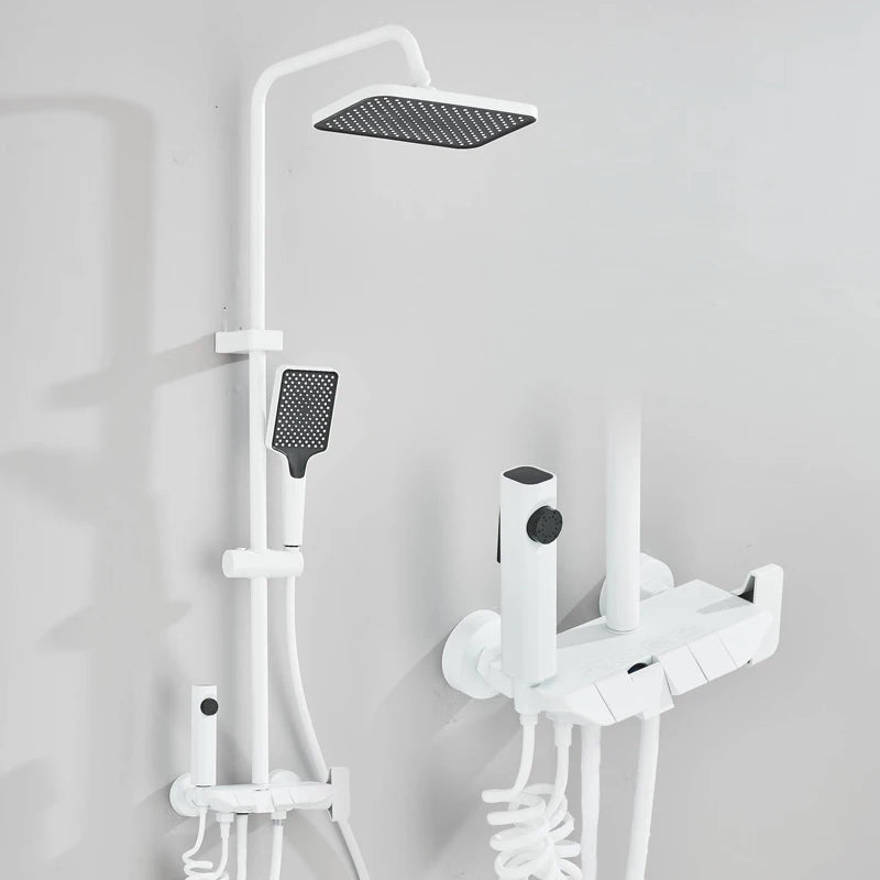 Rozin Black Smart Digital Display Shower Faucet Set Piano Style Rain fall Grey Digital Mixer