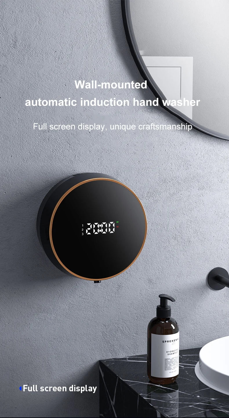Touchless Automatic Sensor Soap Dispenser Foam Type-C Charging Smart Induction Hand Washer with Temperature Digital Display