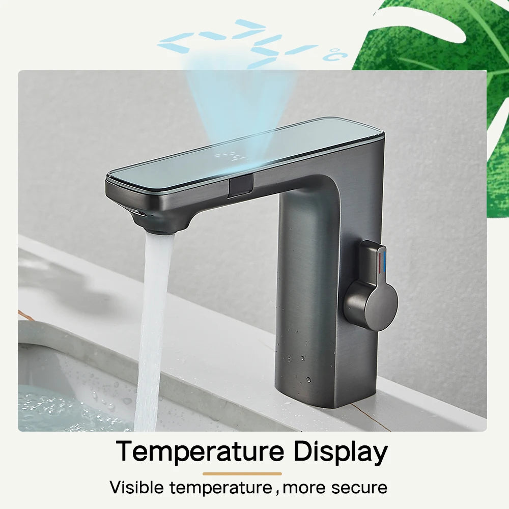 Touchless Sensor Basin Faucet Smart Digital Display Faucets Hot Cold Water Mixer
