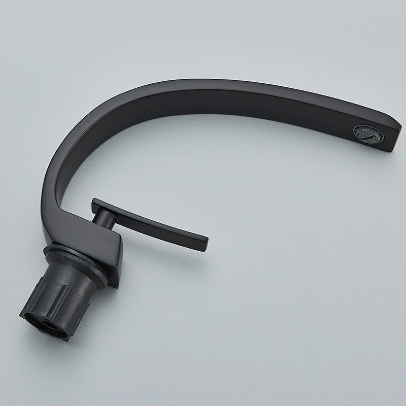 Luxury Brass Basin Faucet Deck Mounted Black Hot Cold Mixer Tap Single Hole For Bathroom