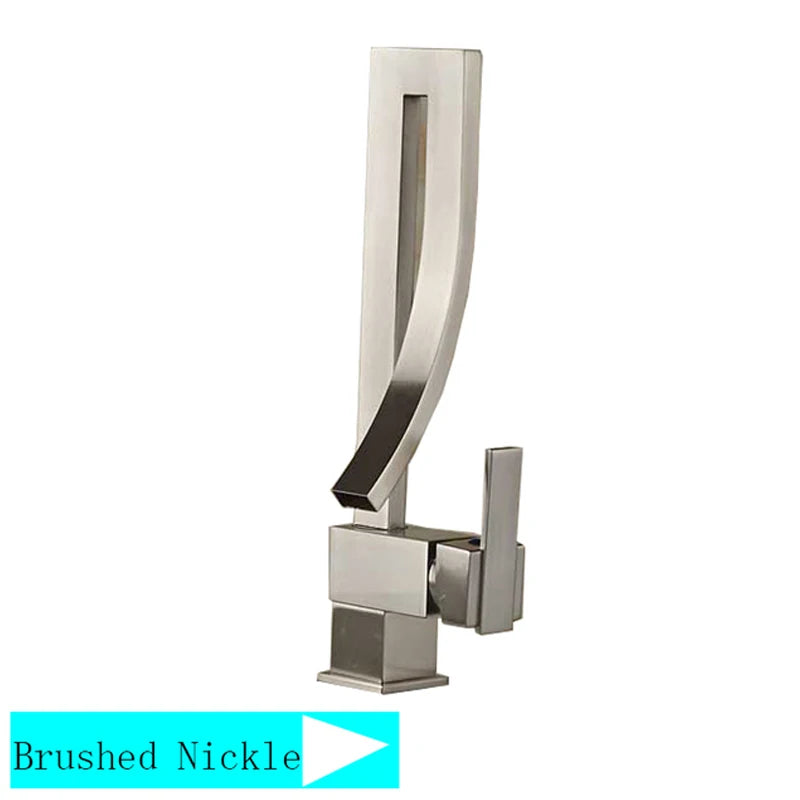 Bathroom Basin Faucet Brass Deck Mounted Waterfall Mixer Taps Single Handle Hot Cold Water Mixer Tap