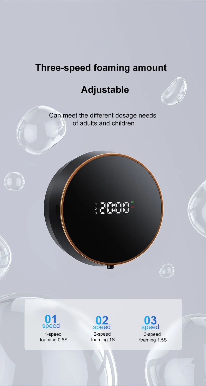 Touchless Automatic Sensor Soap Dispenser Foam Type-C Charging Smart Induction Hand Washer with Temperature Digital Display