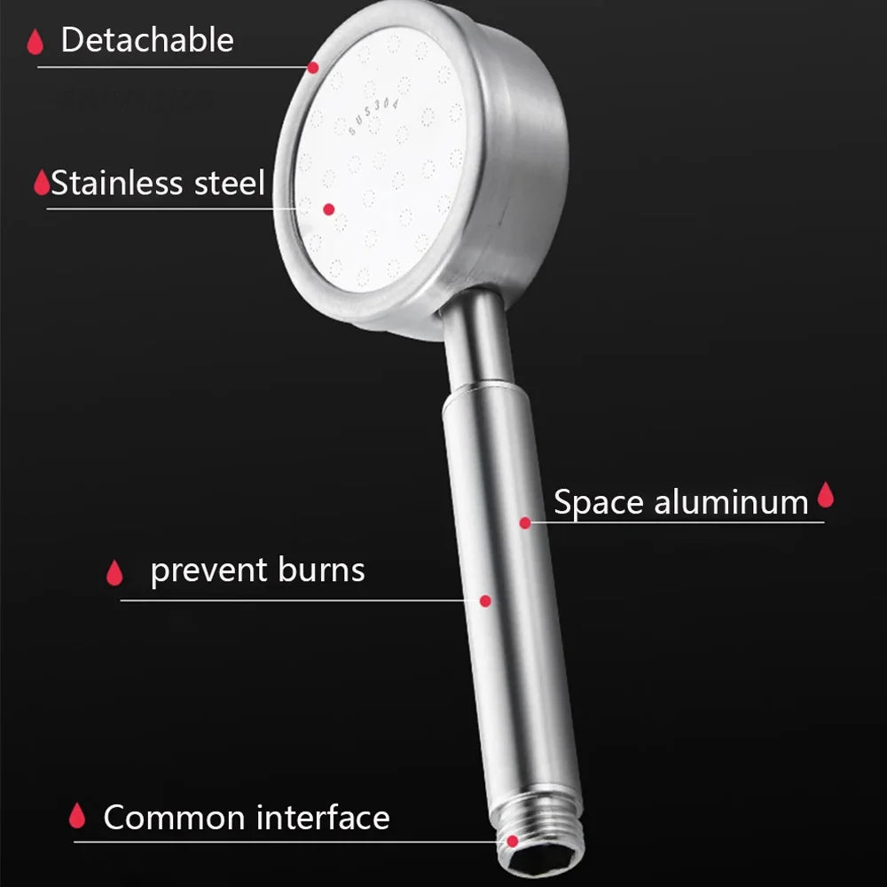 Black Stainless Steel Shower Head Fall resistant Durable High Pressure Showerhead