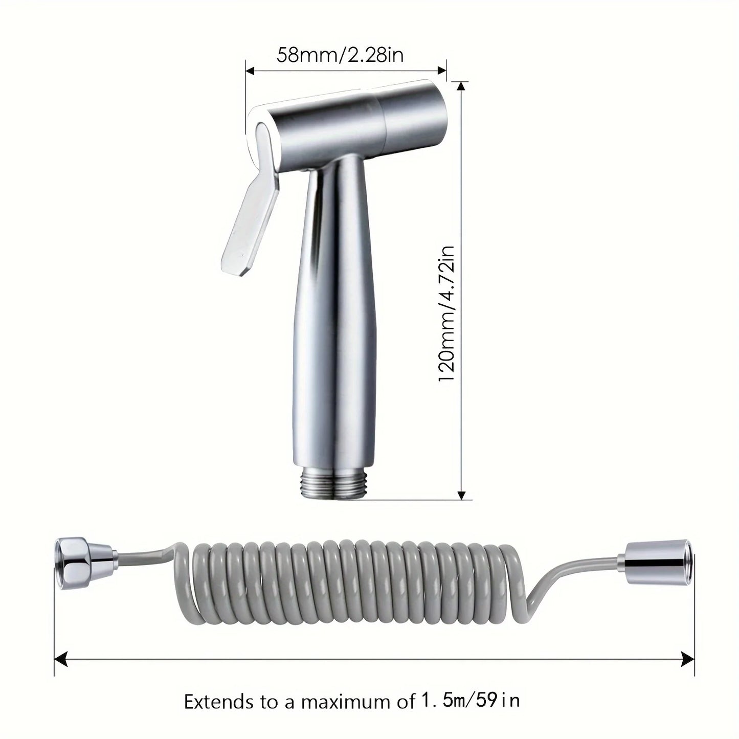 Pack of 3 Handheld Bidet Sprayer Stainless Steel with Hook and Shower Hose