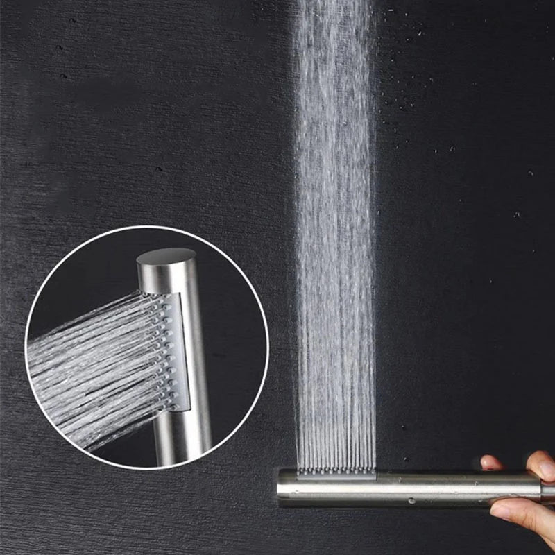 Handheld Cylindrical Stainless Steel Booster Shower Head